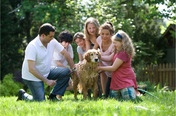 Family with dog